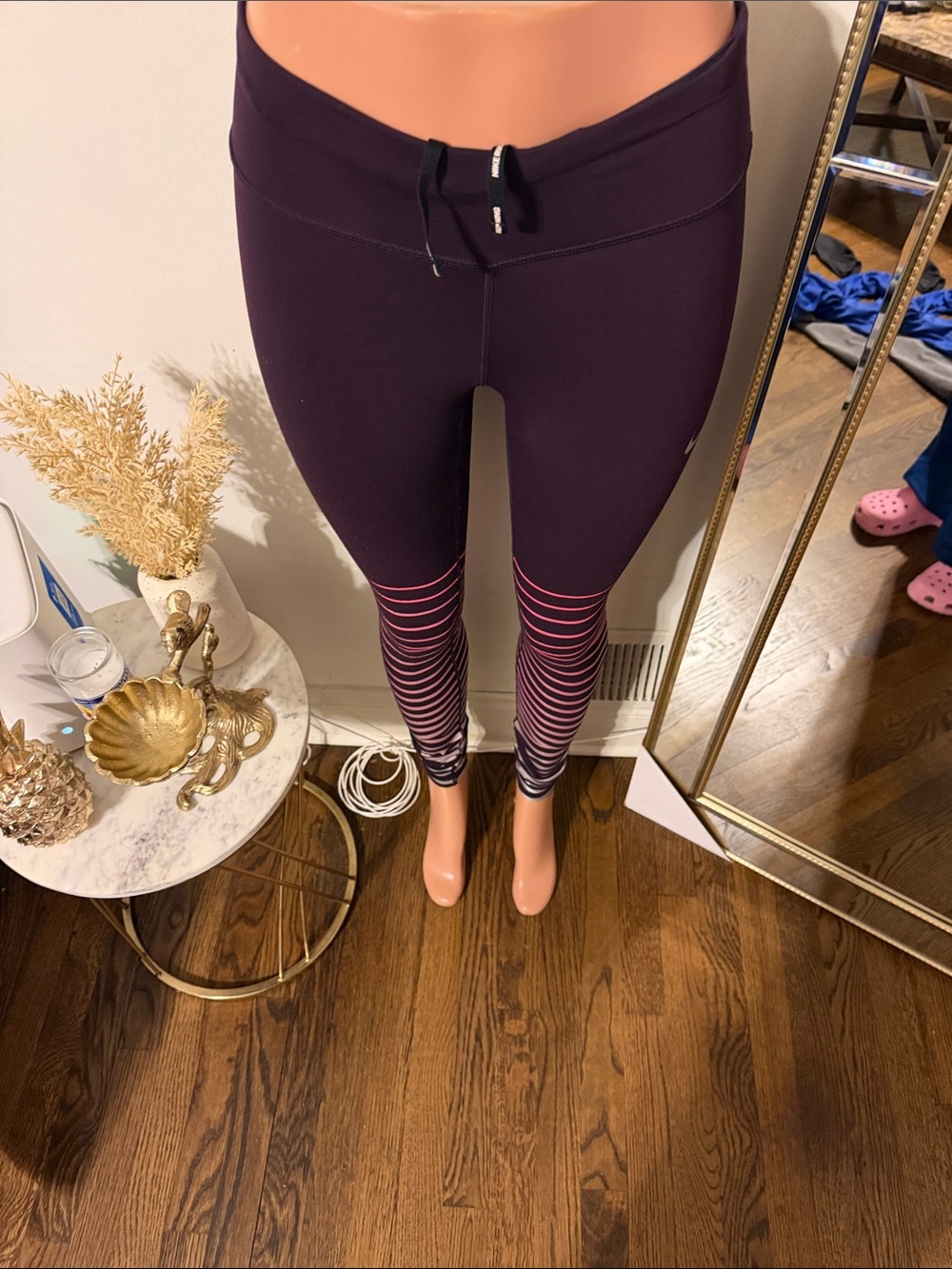 Nike Purple & Pink Striped Leggings - Picture 1 of 5